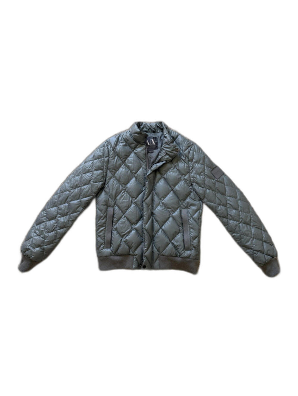 Men's AX Armani Exchange Stand Collar Full Zip Diamond Quilted Bomber Jacket Med